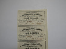 Load image into Gallery viewer, $4 1861 Confederate Bond Coupon Certificate Uncut Sheet Currency Bank Note Bill