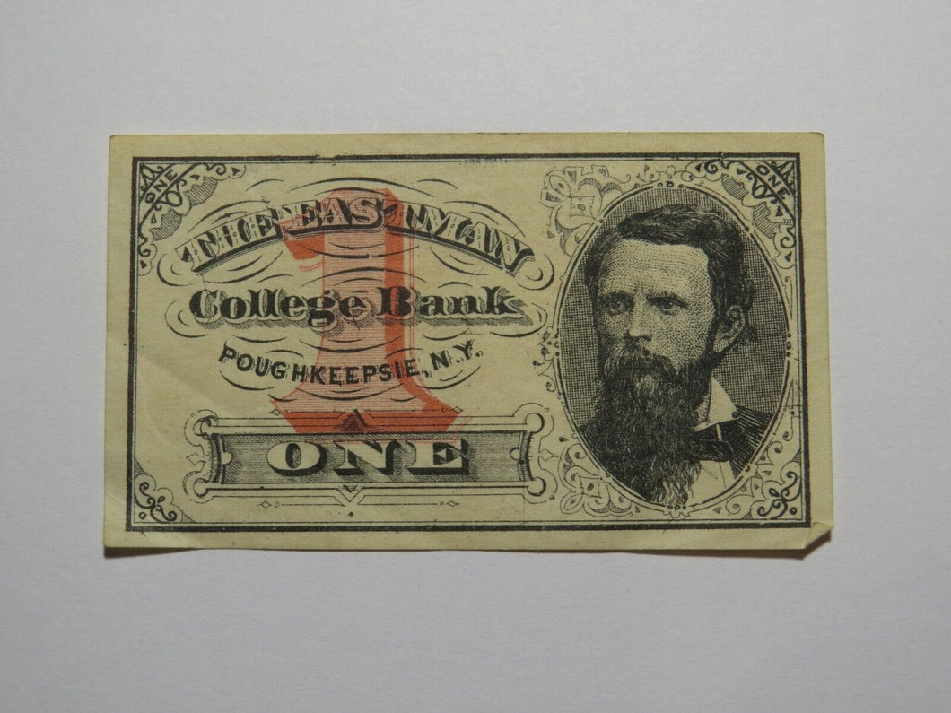 $.01 1870's Poughkeepsie New York Obsolete Currency Note Eastman College