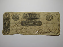 Load image into Gallery viewer, $5 1827 Hoboken New Jersey NJ Obsolete Currency Bank Note Bill Grazing Company