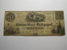 Load image into Gallery viewer, $1 1853 Bridgeport Connecticut Obsolete Currency Bank Note Bill -Farmers Bank