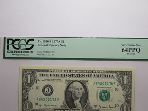 $1 1977 Bookend Kansas City Federal Reserve Bank Note Currency Bill PCGS 64PPQ