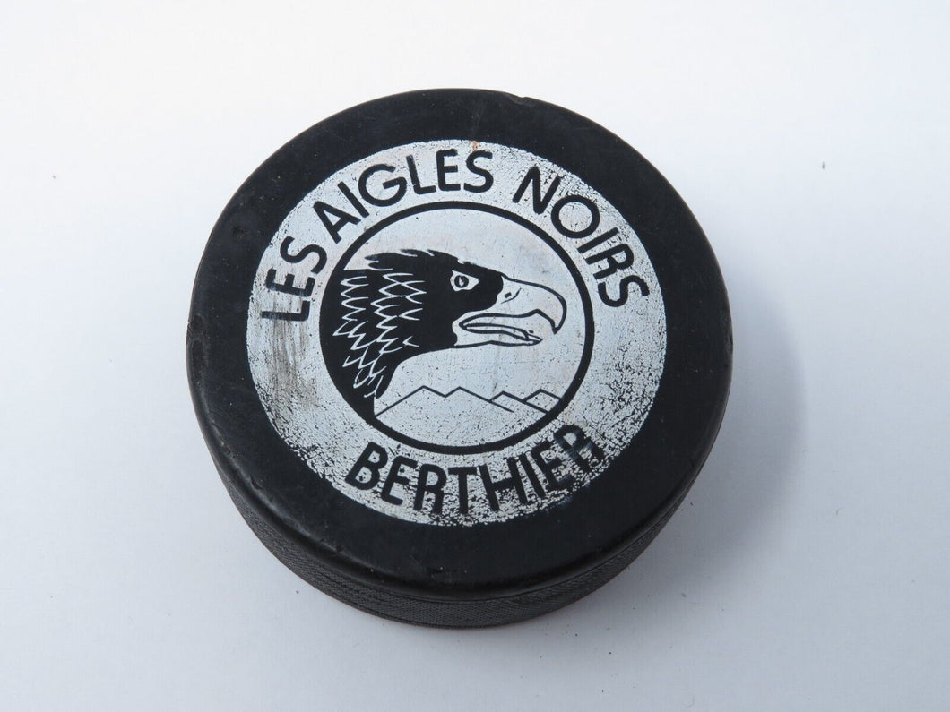 Vintage Les Aigles Noirs Berthier Minor Game Used Hockey Puck