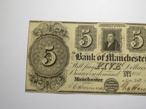 $5 1837 Manchester Michigan MI Obsolete Currency Bank Note Bill! Bank of Man
