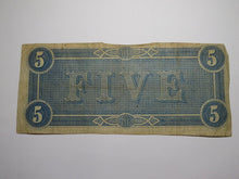 Load image into Gallery viewer, $5 1864 Richmond Virginia VA Confederate Currency Bank Note Bill RARE T69 FINE+