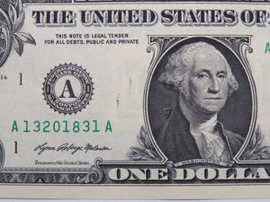 $1 2021 Minor Wet Ink Transfer Error Federal Reserve Bank Note Bill UNC++