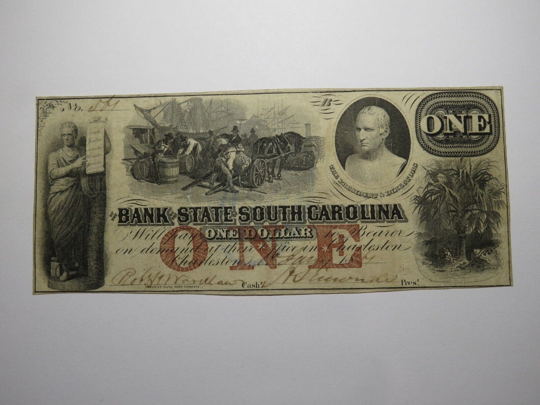 $1 1861 Charleston South Carolina SC Obsolete Currency Bank Note Bill Bank of SC