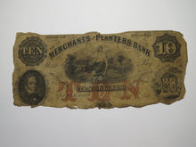 Load image into Gallery viewer, $10 1856 Savannah Georgia Obsolete Currency Bank Note Bill Merchants Planters
