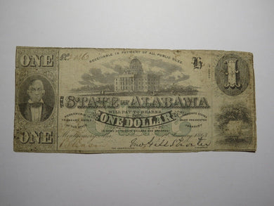 $1 1863 Montgomery Alabama AL Obsolete Currency Bank Note Bill State of Alabama