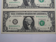 Load image into Gallery viewer, $1 2017 Uncut New York BEP Uncirculated Currency Sheet 2 Federal Reserve Notes