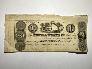 $1 18__ Howell Works New Jersey Obsolete Currency Bank Note Bill Remainder UNC+