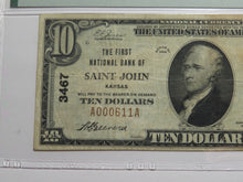 Load image into Gallery viewer, $10 1929 Saint John Kansas National Currency Bank Note Bill #3467 VF25 PMG St.