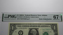 Load image into Gallery viewer, $1 2003 Radar Serial Number Federal Reserve Currency Bank Note Bill PMG UNC67EPQ