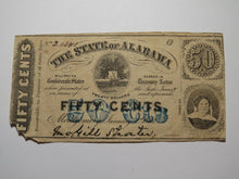 Load image into Gallery viewer, $.50 1863 Montgomery Alabama AL Obsolete Currency Bank Note Bill State of AL