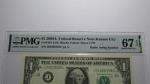 Load image into Gallery viewer, $1 2003 Radar Serial Number Federal Reserve Currency Bank Note Bill PMG UNC67EPQ