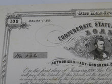 Load image into Gallery viewer, $100 1863 Confederate Bond Certificate Currency Bank Note Bill UNC 14" X 9"