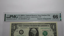 Load image into Gallery viewer, $1 2003A Repeater Serial Number Federal Reserve Currency Bank Note Bill UNC66EPQ