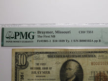 Load image into Gallery viewer, $10 1929 Braymer Missouri MO National Currency Bank Note Bill Charter #7351 VF20