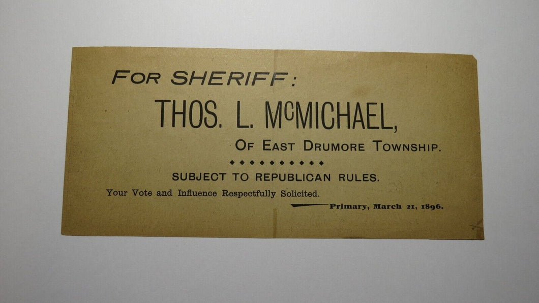 1864 Confederate Currency Facsimile Political Advertising Note Thos McMichael