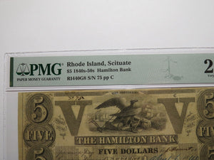 $5 1840 Scituate Rhode Island Obsolete Currency Bank Note Bill The Hamilton Bank