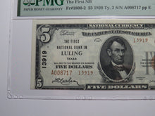 Load image into Gallery viewer, $5 1929 Luling Texas TX National Currency Bank Note Bill Charter #13919 AU50 PMG