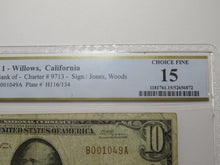 Load image into Gallery viewer, $10 1929 Willows California CA National Currency Bank Note Bill #9713 F15 PCGS