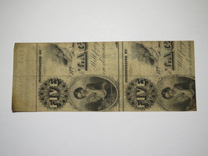 $5 1862 Savannah Georgia GA Obsolete Currency Bank Note Bill Mechanics Savings