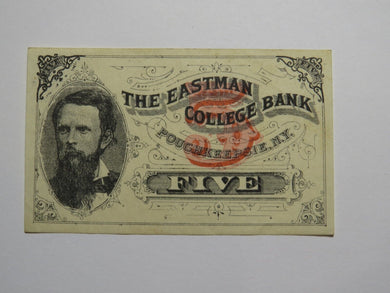 $.05 1870's Poughkeepsie New York Obsolete Currency Note Eastman College