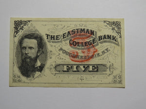 $.05 1870's Poughkeepsie New York Obsolete Currency Note Eastman College