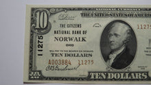 Load image into Gallery viewer, $10 1929 Norwalk Ohio OH National Currency Bank Note Bill Charter #11275 AU++