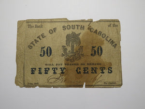$.50 1862 Charleston South Carolina Obsolete Currency Bank Note State of SC