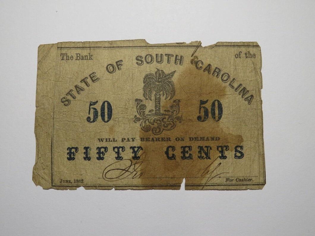 $.50 1862 Charleston South Carolina Obsolete Currency Bank Note State of SC