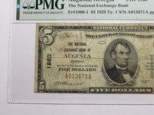 Load image into Gallery viewer, $5 1929 Augusta Georgia GA National Currency Bank Note Bill Ch. #1860 F15 PMG