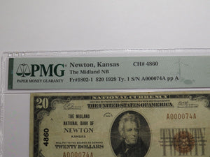 $20 1929 Newton Kansas KS National Currency Bank Note Bill Ch. #4860 VF25 PMG