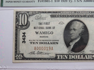 $10 1929 Wamego Kansas KS National Currency Bank Note Bill Ch. #3434 VF25