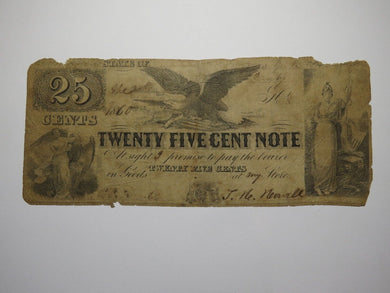 $.25 1860 Danby New York NY Obsolete Currency Bank Note Bill Clark & Howell