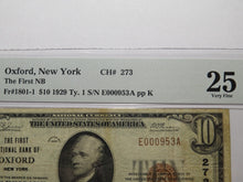 Load image into Gallery viewer, $10 1929 Oxford New York National Currency Bank Note Bill Ch. #273 VF25 PMG