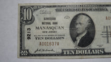 Load image into Gallery viewer, $10 1929 Manasquan New Jersey NJ National Currency Bank Note Bill Ch. #9213 VF+
