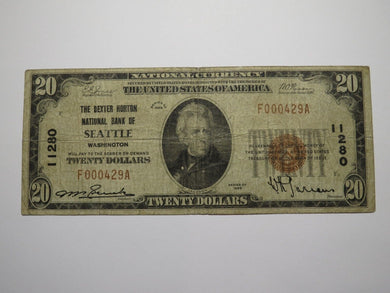 $20 1929 Seattle Washington WA National Currency Bank Note Bill Charter #11280