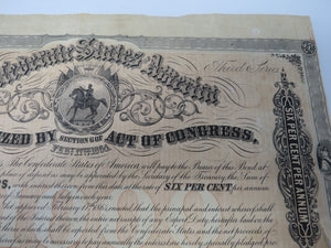 $1,000 1864 Confederate Bond Certificate Currency Bank Note UNC 15" X 9" USA