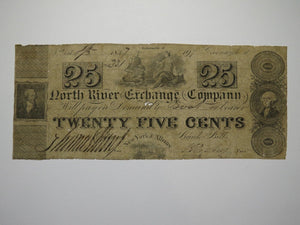 $.25 1837 New York City NY Obsolete Currency Bank Note Bill North River Exchange