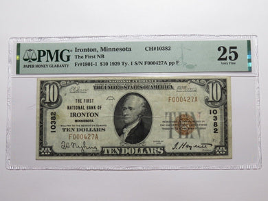 $10 1929 Ironton Minnesota MN National Currency Bank Note Bill Ch. #10382 VF25