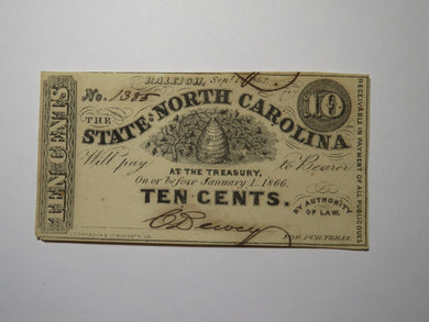 $.10 1862 Raleigh North Carolina Obsolete Currency Bank Note Bill NC State UNC+