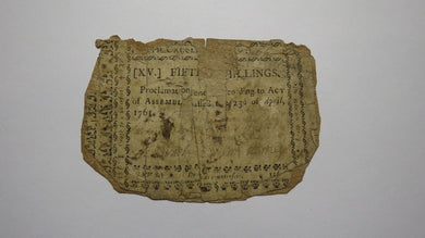 1761 Fifteen Shillings North Carolina NC Colonial Currency Note Bill! RARE 15s