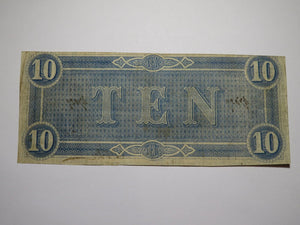 $10 1864 Richmond Virginia VA Confederate Currency Bank Note Bill RARE T68 FINE+
