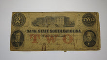 Load image into Gallery viewer, $2 1862 Charleston South Carolina SC Obsolete Currency Bank Note Bill Bank of SC