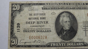 $20 1929 Deep River Connecticut CT National Currency Bank Note Bill Ch. #1139