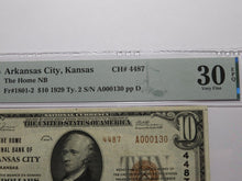 Load image into Gallery viewer, $10 1929 Arkansas City Kansas KS National Currency Bank Note Bill #4487 VF30 PMG