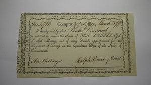 1790 10 Shillings Connecticut Comptrollers Office Colonial Currency Note Pomeroy