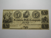 Load image into Gallery viewer, $5 18__ Franklin Ohio OH Obsolete Currency Bank Note Bill Silk Company UNC+++