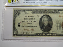 Load image into Gallery viewer, $20 1929 Michigan City Indiana National Currency Bank Note Bill #9381 VF25 PCGS